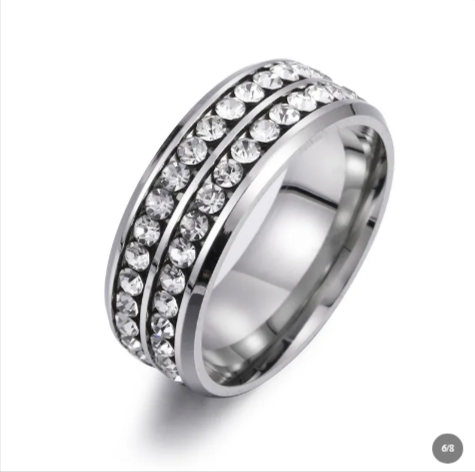 Modern Titanium Steel Ring with Sparkling Cubic Zirconia
