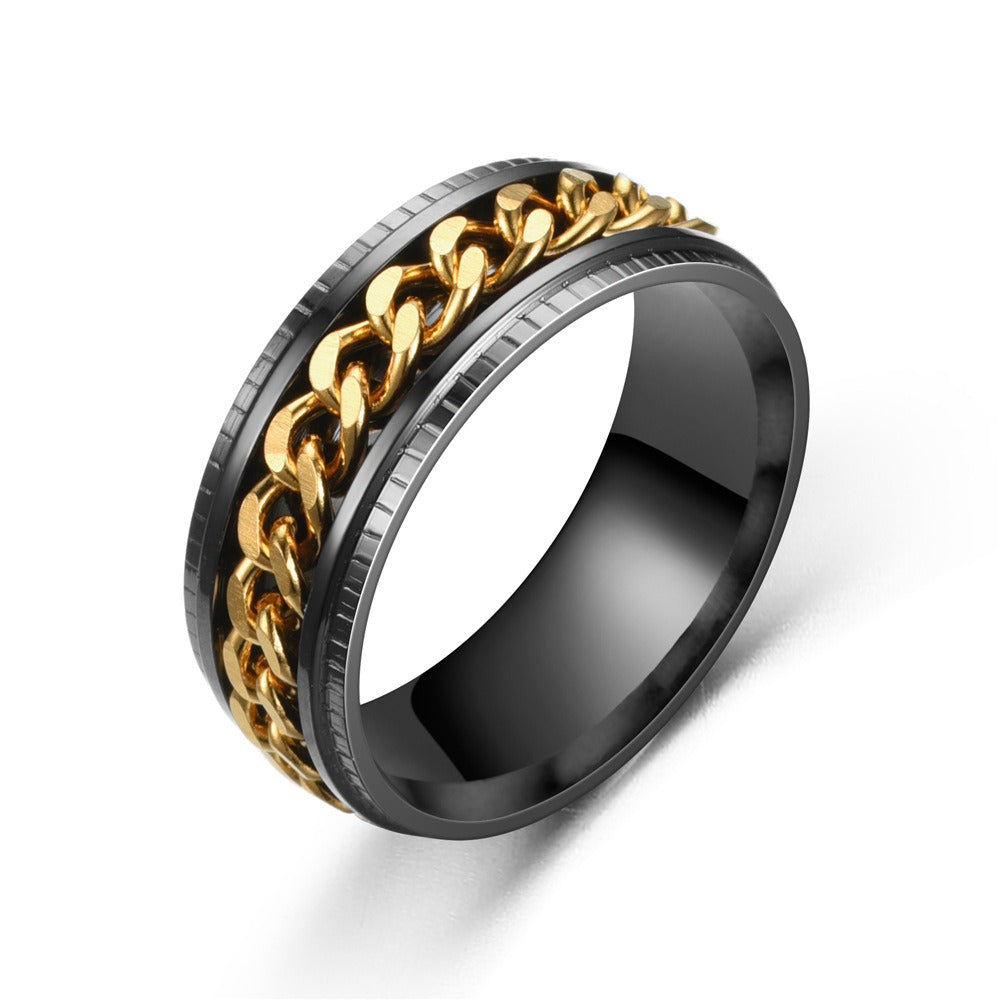 Rotating Chain Stainless Steel Ring – Unisex Spinner Band