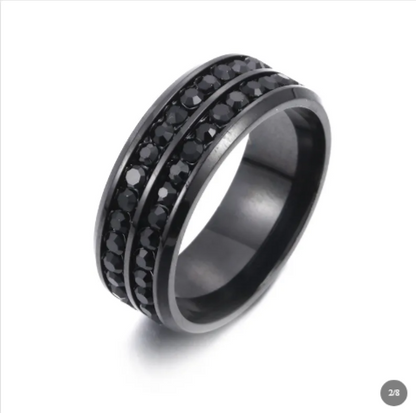Modern Titanium Steel Ring with Sparkling Cubic Zirconia