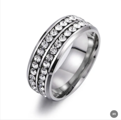 Modern Titanium Steel Ring with Sparkling Cubic Zirconia