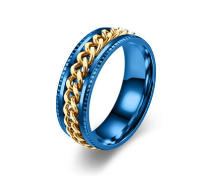 Rotating Chain Stainless Steel Ring – Unisex Spinner Band