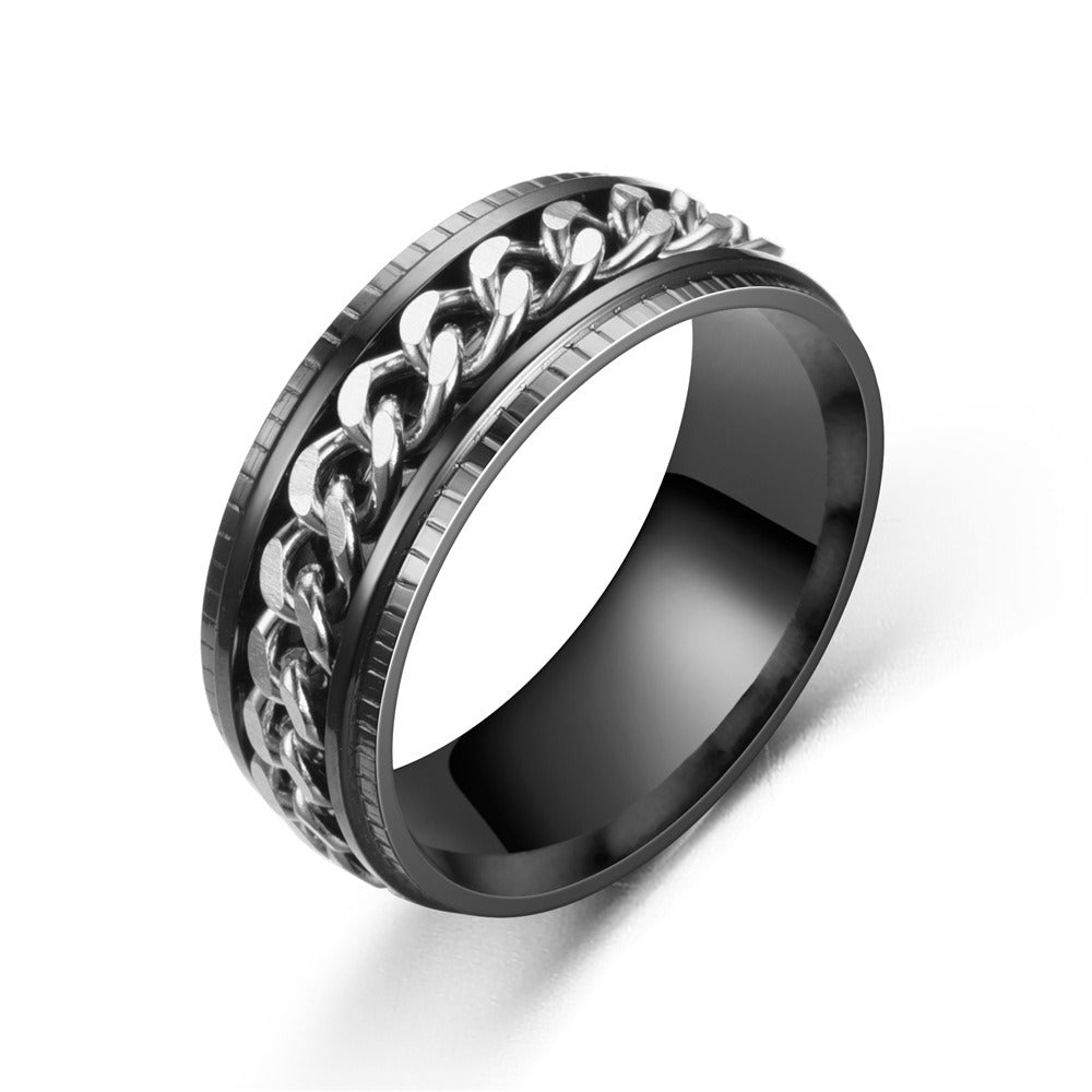 Rotating Chain Stainless Steel Ring – Unisex Spinner Band