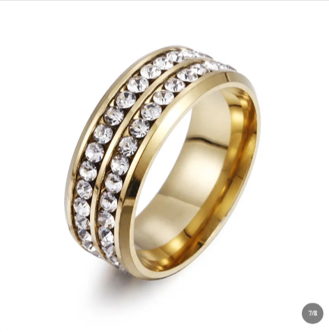 Modern Titanium Steel Ring with Sparkling Cubic Zirconia