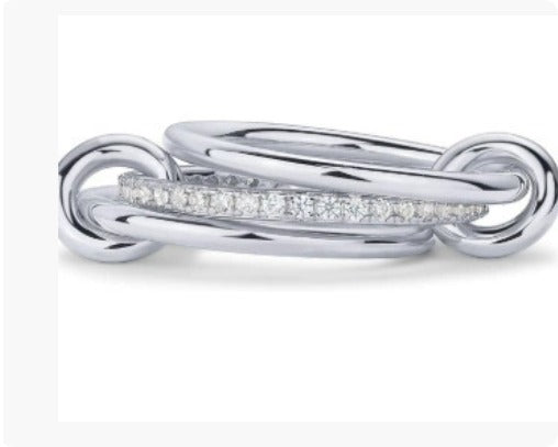 Valenza Duo Gleam Stainless Steel Zircon Ring