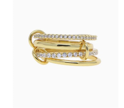 Valenza Duo Gleam Stainless Steel Zircon Ring