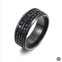 Modern Titanium Steel Ring with Sparkling Cubic Zirconia
