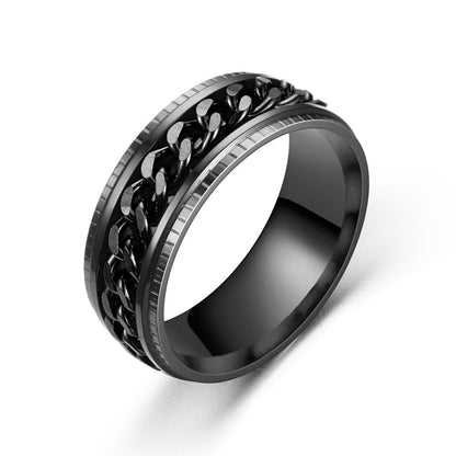 Rotating Chain Stainless Steel Ring – Unisex Spinner Band