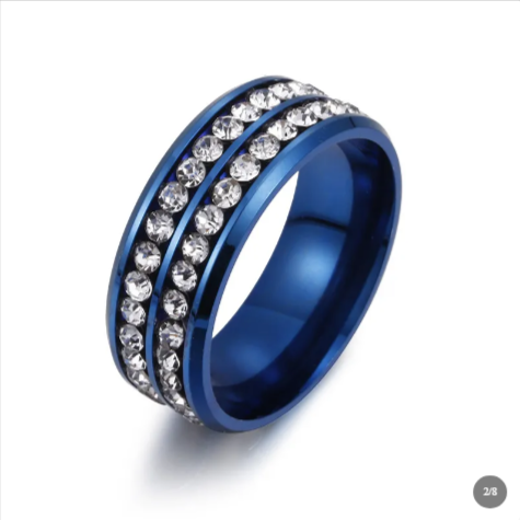 Modern Titanium Steel Ring with Sparkling Cubic Zirconia