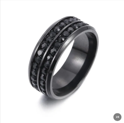 Modern Titanium Steel Ring with Sparkling Cubic Zirconia