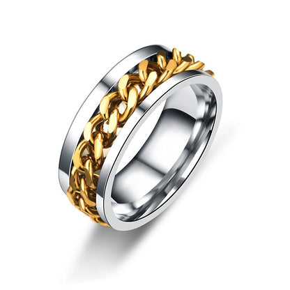 Rotating Chain Stainless Steel Ring – Unisex Spinner Band